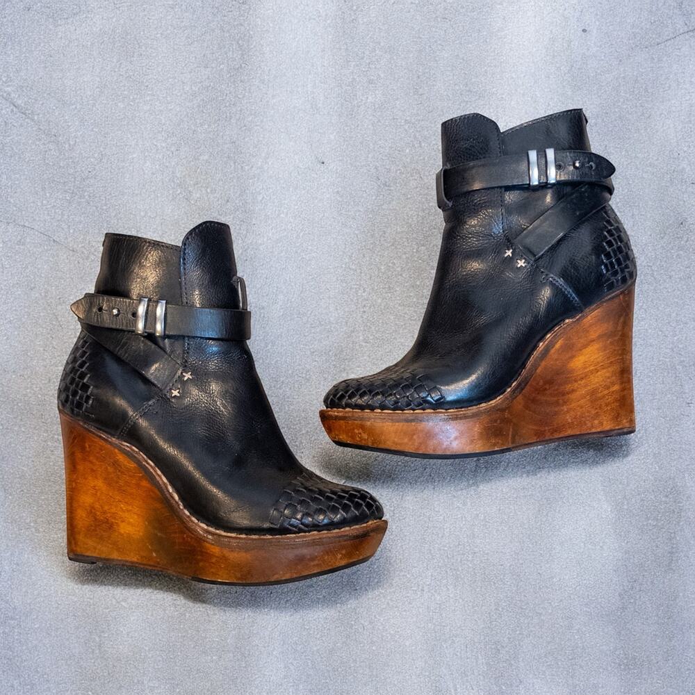 Rag & Bone Emery Woven Leather Indie Sleaze Wedge Boots Women’s 6